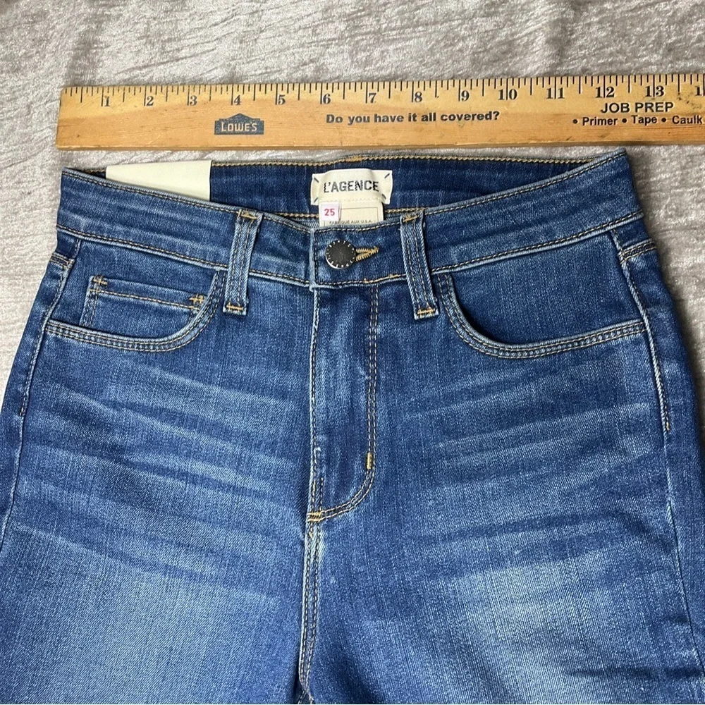 NWT L'agence Margot High Rise Skinny Jeans Size 25” Waist Stretch Blue Neptune - Picture 3 of 15